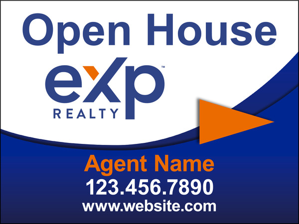 Directional Agent Open House Sign Panel, 18h x 24w, 4mm Corrugated Plastic